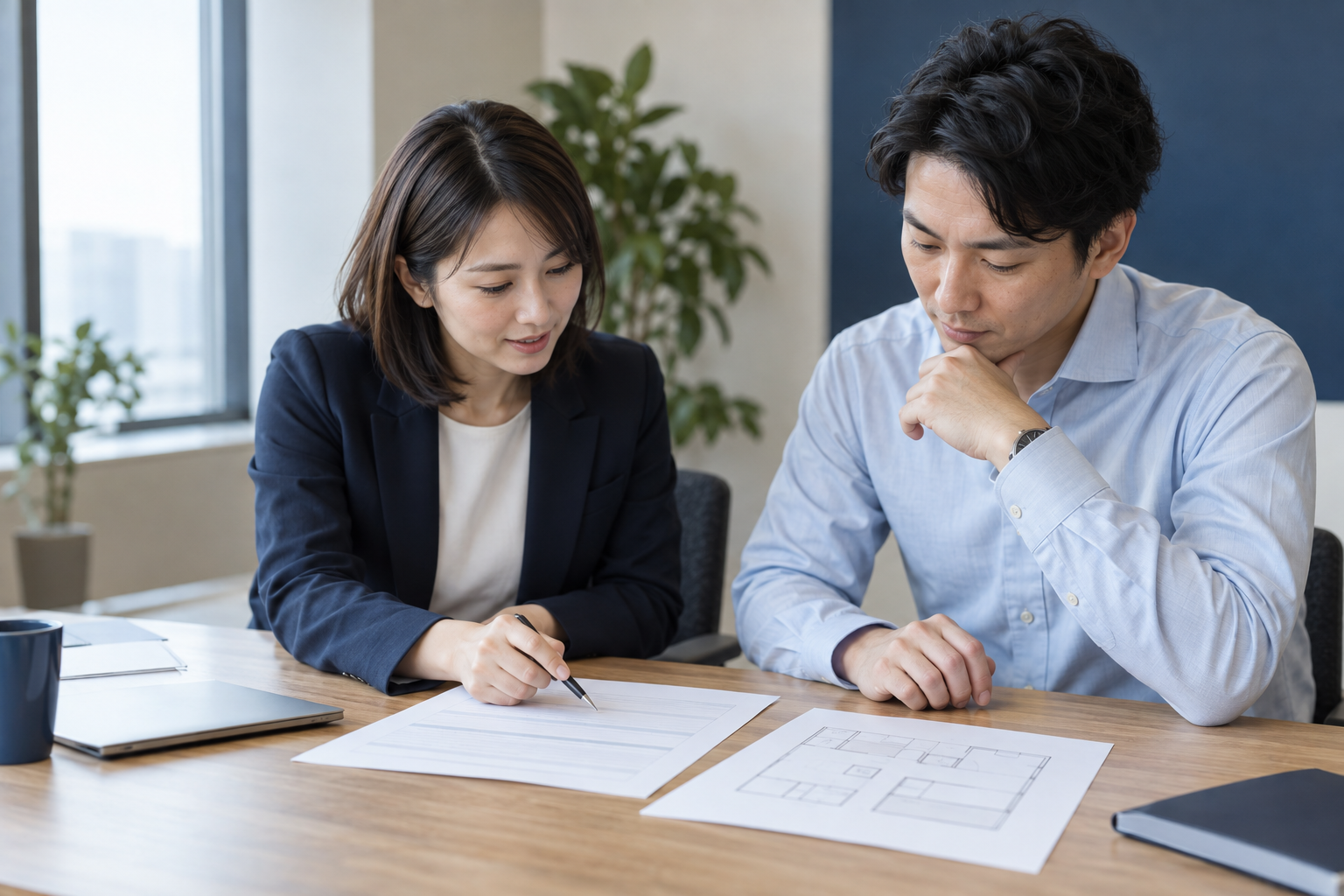 業務条件を相談する場面